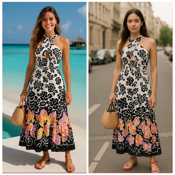 Plenty by Tracy Reese Dresses & Skirts - Plenty by Tracy Reese Floral Halter Maxi Dress Anthropologie White Black S NWT